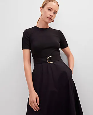 Ann Taylor Petite Mixed Media Flare Midi Dress sold by Ann Taylor