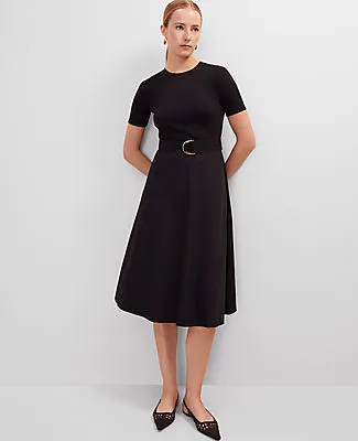 Ann Taylor Petite Mixed Media Flare Midi Dress sold by Ann Taylor product image thumbnail 3