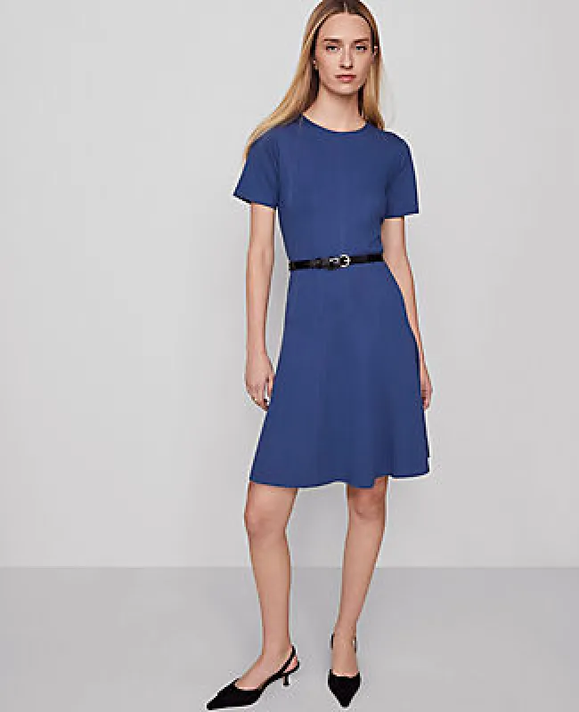 Ann Taylor Petite Crew Neck Belted Flare Dress sold by Ann Taylor