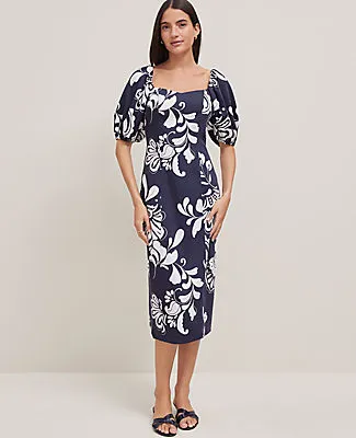 Ann Taylor Petite Floral Puff Sleeve Midi Dress sold by Ann Taylor product image thumbnail 2