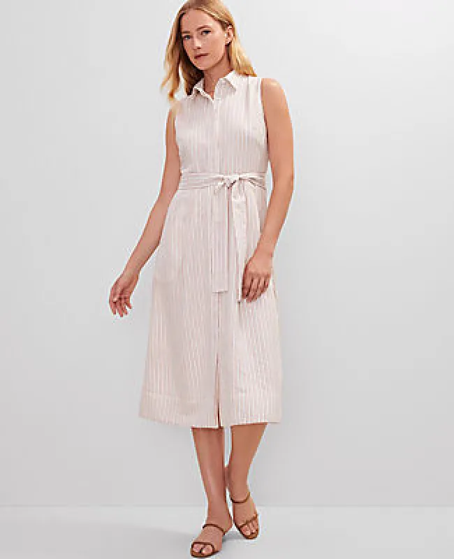 Ann Taylor Striped Flare Midi Shirtdress sold by Ann Taylor