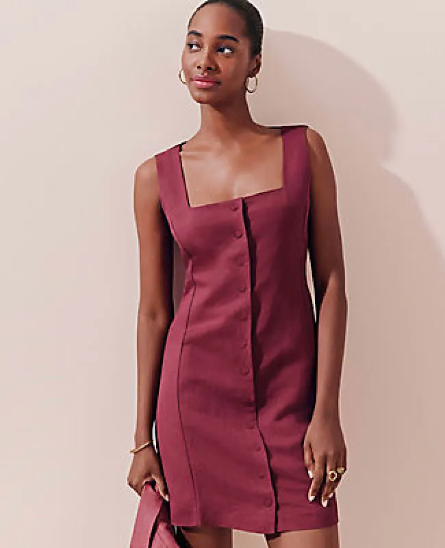 Ann Taylor Linen Blend Button-Down Dress sold by Ann Taylor