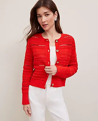 Ann Taylor Pointelle Textured Cardigan sold by Ann Taylor product image thumbnail 3