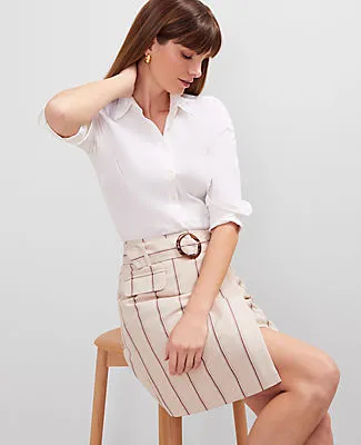 Ann Taylor Pinstripe Belted Wrap Skirt sold by Ann Taylor product image thumbnail 5