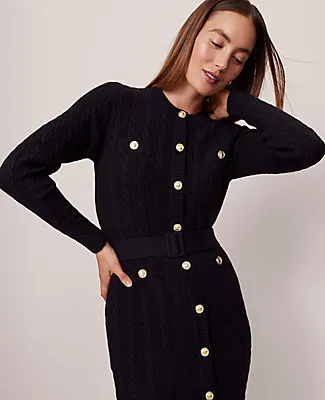 Ann Taylor Belted Cable Sweater Dress sold by Ann Taylor