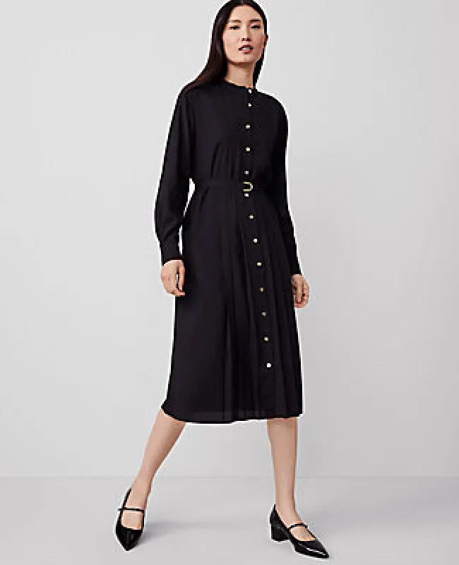 Ann Taylor Petite Pleated Belted Midi Shirtdress sold by Ann Taylor