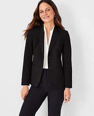 Ann Taylor The Petite Long Two-Button Blazer in Seasonless Stretch sold by Ann Taylor