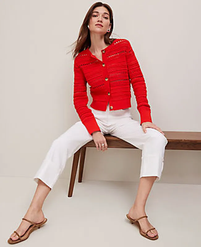 Ann Taylor Pointelle Textured Cardigan sold by Ann Taylor