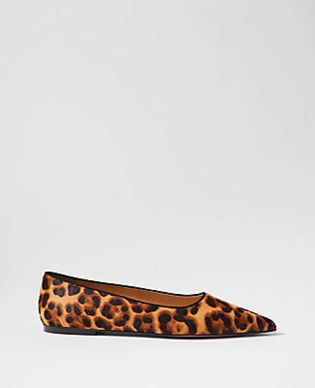 Ann Taylor Weekend Collection Animal Print Haircalf Pointy Toe Ballet Flat sold by Ann Taylor