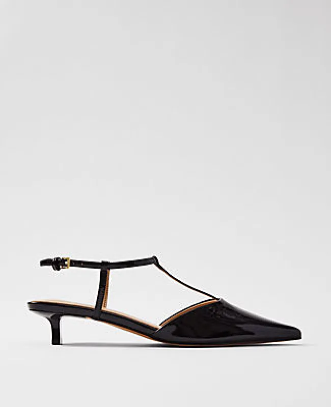 Ann Taylor Patent T-Strap Kitten Heel Pumps sold by Ann Taylor