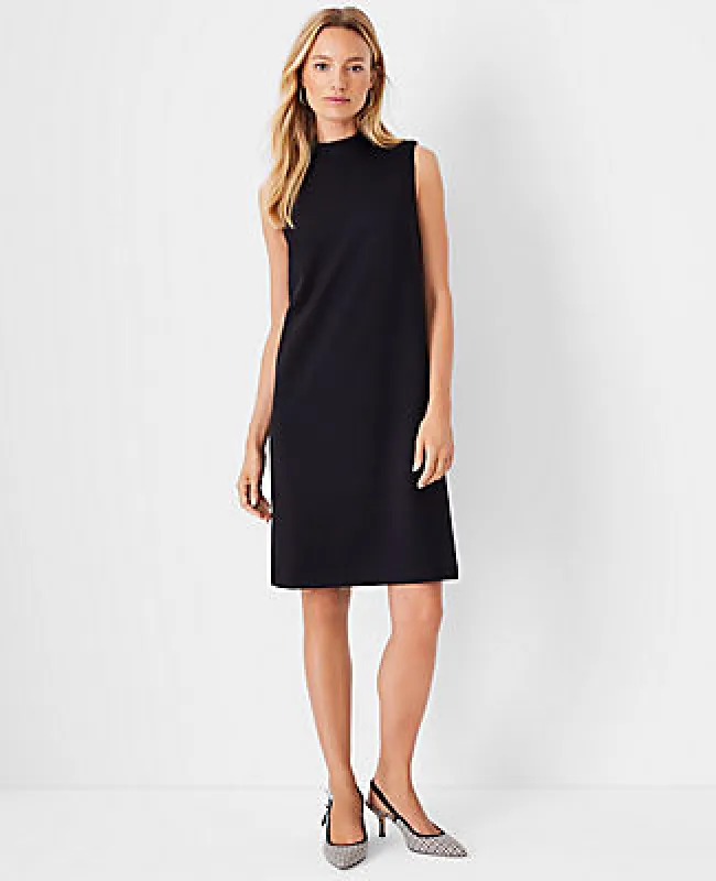 Ann Taylor The Petite Mock Neck Shift Dress in Double Knit sold by Ann Taylor