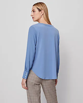 Ann Taylor Mixed Media Pleat Front Top sold by Ann Taylor product image thumbnail 2