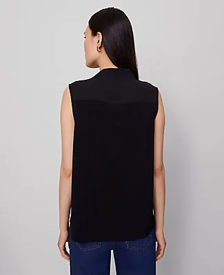 Ann Taylor Mixed Media V-Neck Top sold by Ann Taylor product image thumbnail 2