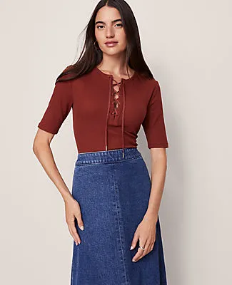 Ann Taylor Weekend Collection Lace-Up Top sold by Ann Taylor