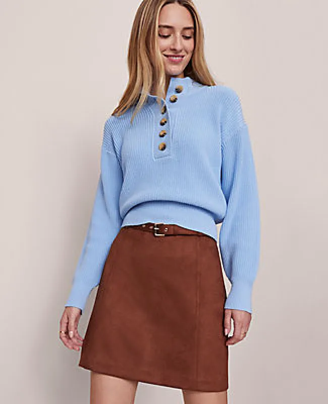 Ann Taylor Weekend Collection Ribbed Henley Sweater sold by Ann Taylor