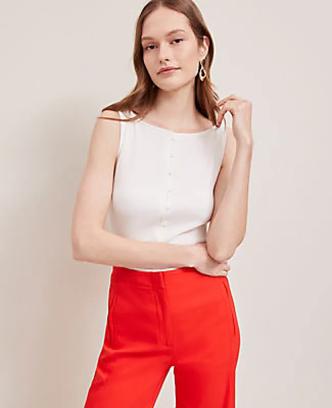 Ann Taylor Petite Ribbed Sleeveless Button Top sold by Ann Taylor
