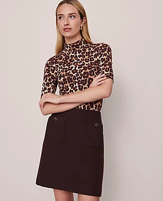 Ann Taylor Petite Animal Print Mock Neck Top sold by Ann Taylor product image thumbnail 3