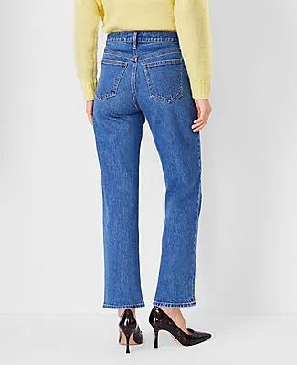 Ann Taylor High Rise Straight Jeans in Vintage Mid Indigo Wash - Curvy Fit sold by Ann Taylor product image thumbnail 2