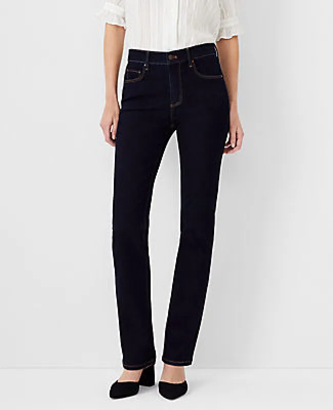 Ann Taylor Tall Curvy Sculpting Pocket Mid Rise Boot Cut Jeans in Classic Rinse Wash sold by Ann Taylor