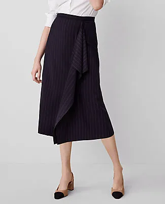 Ann Taylor Petite Pinstripe Cascade Midi Skirt sold by Ann Taylor product image thumbnail 2