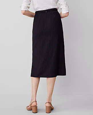 Ann Taylor Petite Pinstripe Cascade Midi Skirt sold by Ann Taylor product image thumbnail 3
