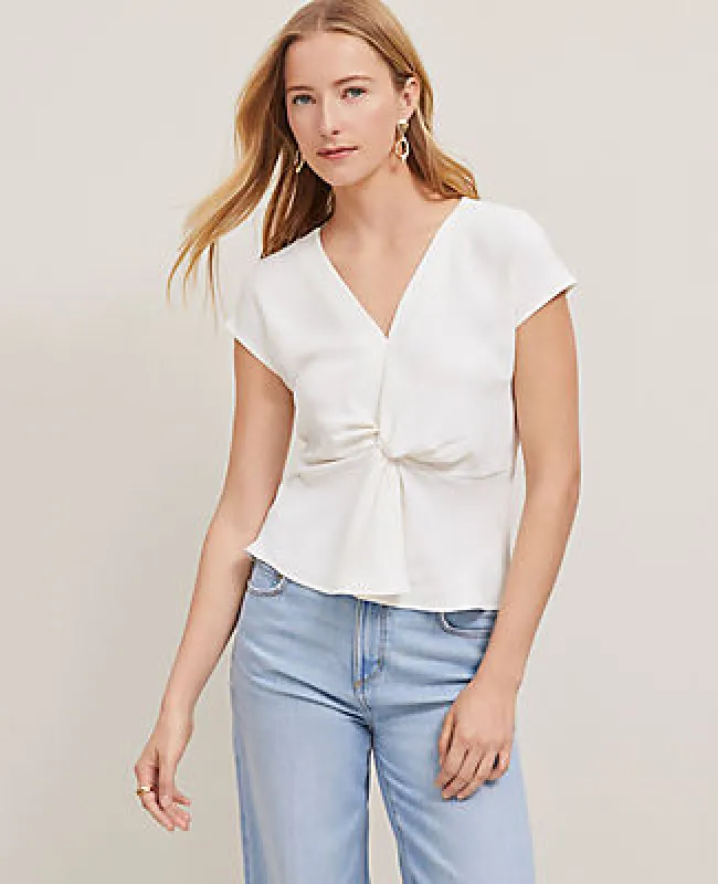 Ann Taylor Knotted V-Neck Top sold by Ann Taylor