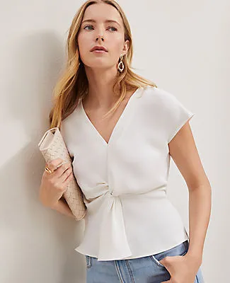 Ann Taylor Knotted V-Neck Top sold by Ann Taylor product image thumbnail 3