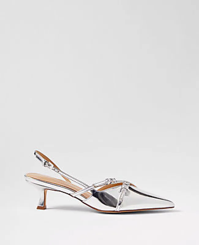 Ann Taylor Strappy Pointy Toe Metallic Pump sold by Ann Taylor