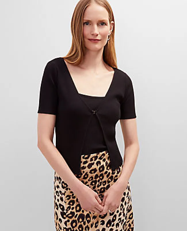 Ann Taylor Ribbed V-Neck Cardigan sold by Ann Taylor