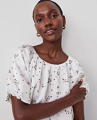 Ann Taylor Petite Floral Bubble Hem Top sold by Ann Taylor product image thumbnail 3