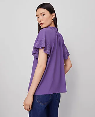 Ann Taylor Tie Neck Ruffle Popover Top sold by Ann Taylor product image thumbnail 2