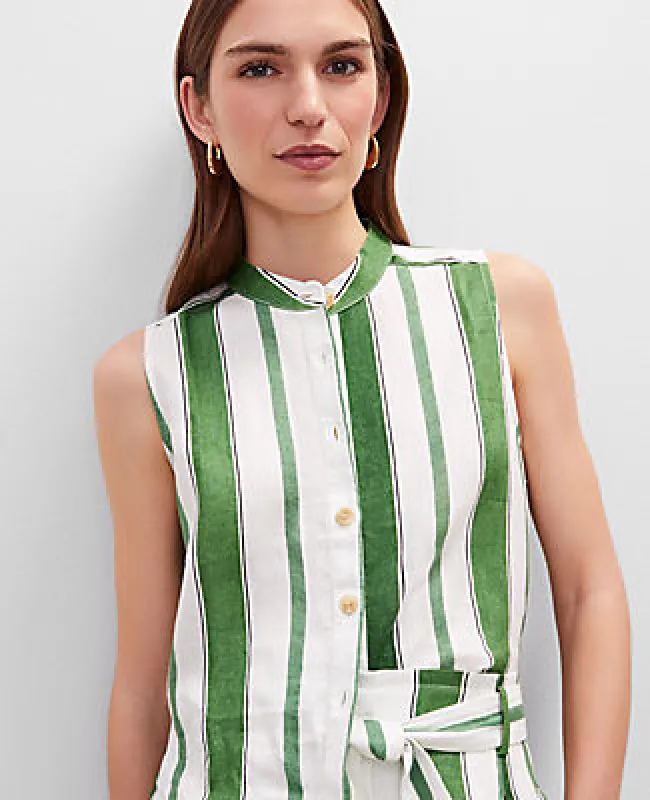 Ann Taylor Petite Striped Linen Tank Top sold by Ann Taylor