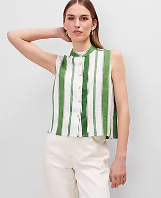 Ann Taylor Petite Striped Linen Tank Top sold by Ann Taylor product image thumbnail 3