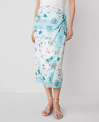 Ann Taylor Map Print Wrap Skirt sold by Ann Taylor product image thumbnail 2