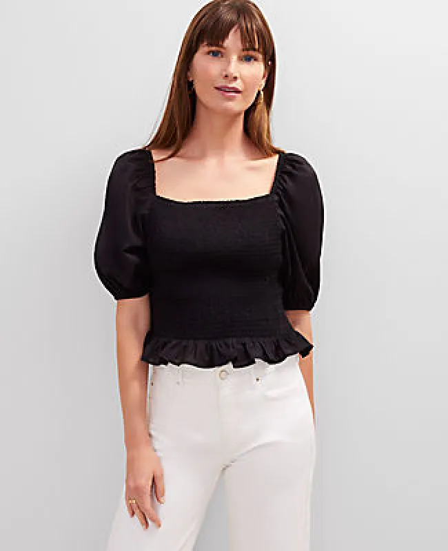 Ann Taylor Square Neck Smocked Top sold by Ann Taylor