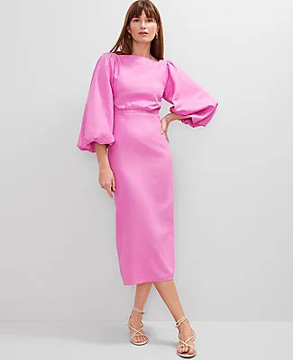 Ann Taylor Petite Linen Blend Puff Sleeve Midi Dress sold by Ann Taylor product image thumbnail 2
