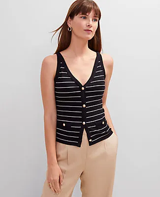 Ann Taylor Striped Button Tank Top sold by Ann Taylor