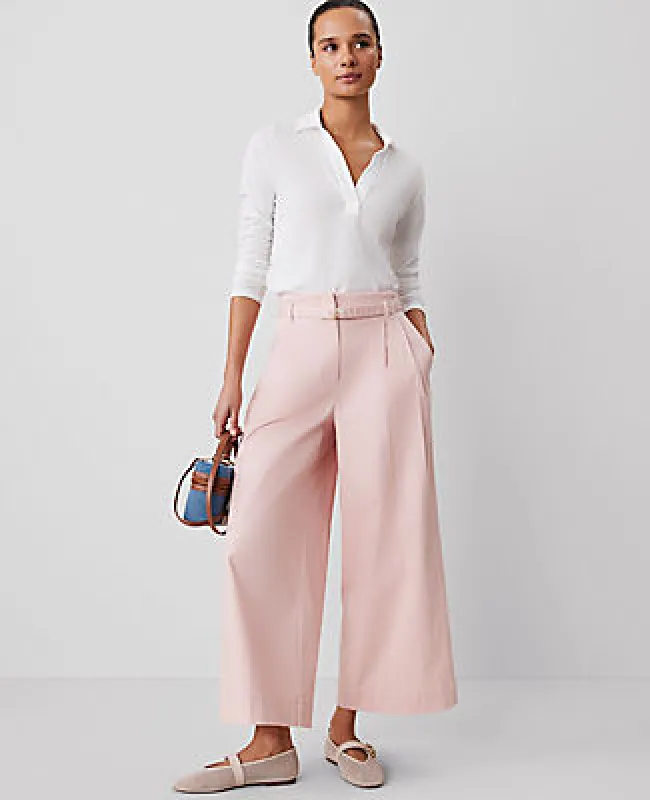 Ann Taylor Weekend Collection Belted Wide-Leg Ankle Pant sold by Ann Taylor