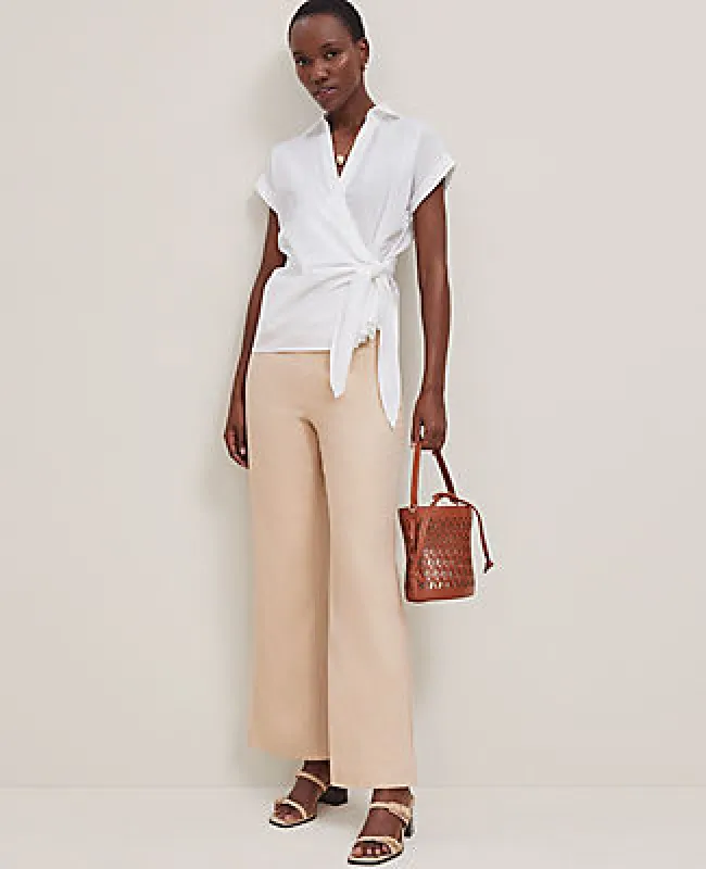 Ann Taylor The Tall Flare Ankle Pant in Linen Blend sold by Ann Taylor