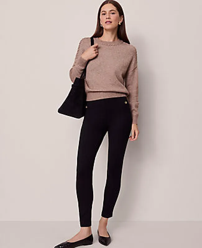Ann Taylor The Petite Seamed Button Legging in Ponte sold by Ann Taylor