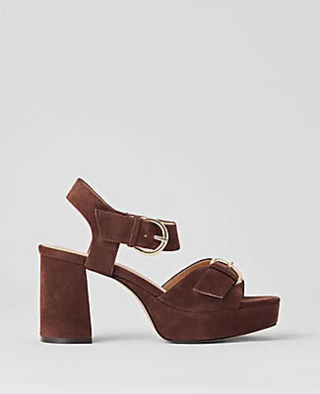 Ann Taylor Chunky Buckle Suede Platform Sandals sold by Ann Taylor