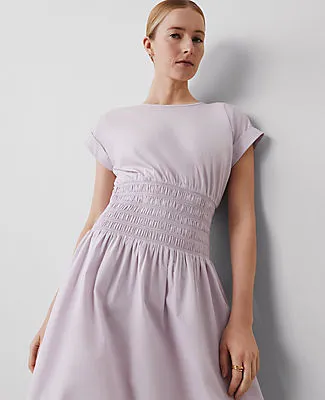 Ann Taylor Smocked-Waist Midi Flare Dress sold by Ann Taylor product image thumbnail 3