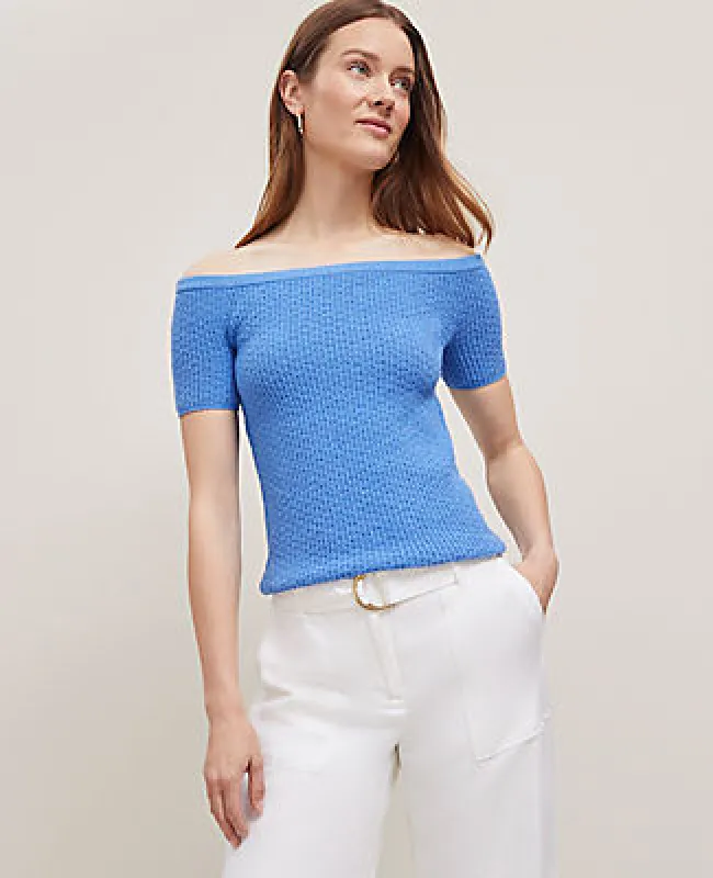 Ann Taylor Petite Textured Off-The-Shoulder Sweater made by Ann Taylor