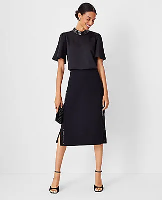 Ann Taylor Petite Sequin Paneled Side Slit Midi Skirt sold by Ann Taylor product image thumbnail 4