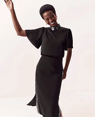 Ann Taylor Petite Sequin Paneled Side Slit Midi Skirt sold by Ann Taylor product image thumbnail 5