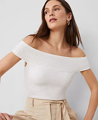 Ann Taylor Smocked Off-The-Shoulder Top sold by Ann Taylor product image thumbnail 3