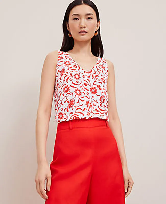 Ann Taylor Mixed Media V-Neck Tank Top sold by Ann Taylor