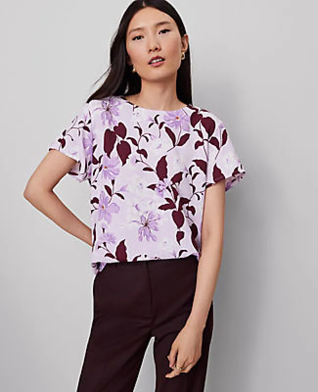 Ann Taylor Floral Mixed Media Crew Neck Tee sold by Ann Taylor