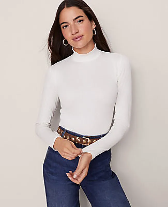 Ann Taylor Weekend Collection Ruffle Mock Neck Top sold by Ann Taylor