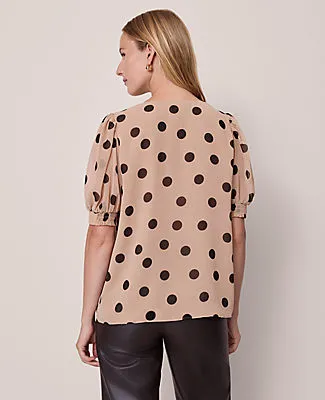 Ann Taylor Dotted V-Neck Popover Top sold by Ann Taylor product image thumbnail 2